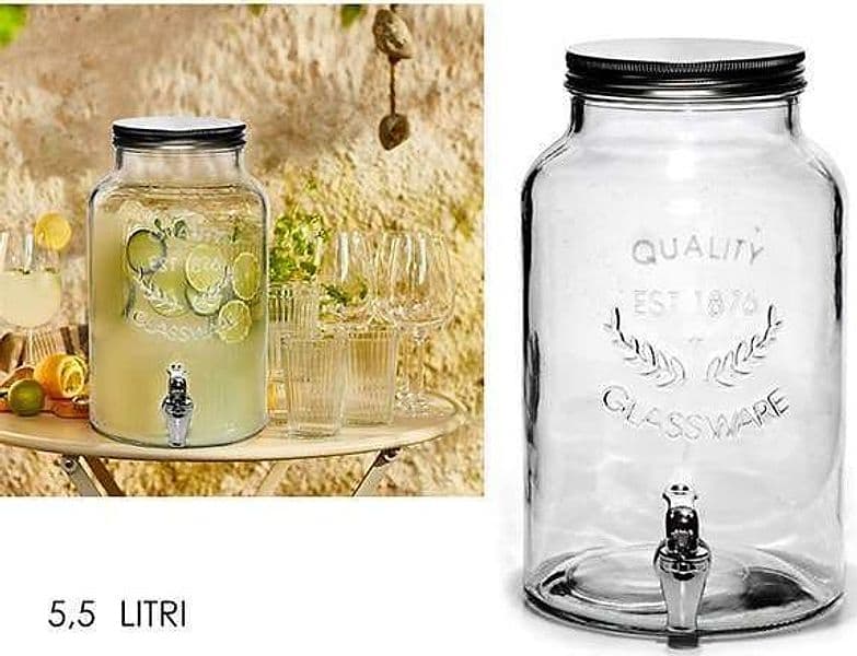 Caraffa Dispenser con Tappo Ermetico Ø Litri 5,5 18 x 30 cm - 3