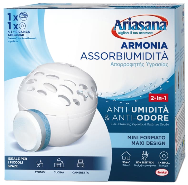 Assorbiumidità Ariasana Kit Micro Armonia con 1 Ricarica 300 Grammi Henkel - 3