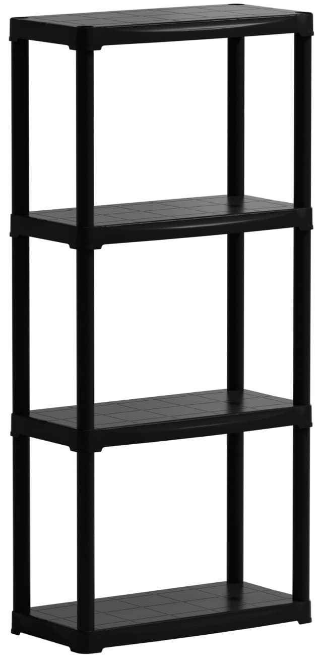 Kit Scaffali in Plastica 4 Ripiani Cm 60 x 30X133 H Colore Nero - 4