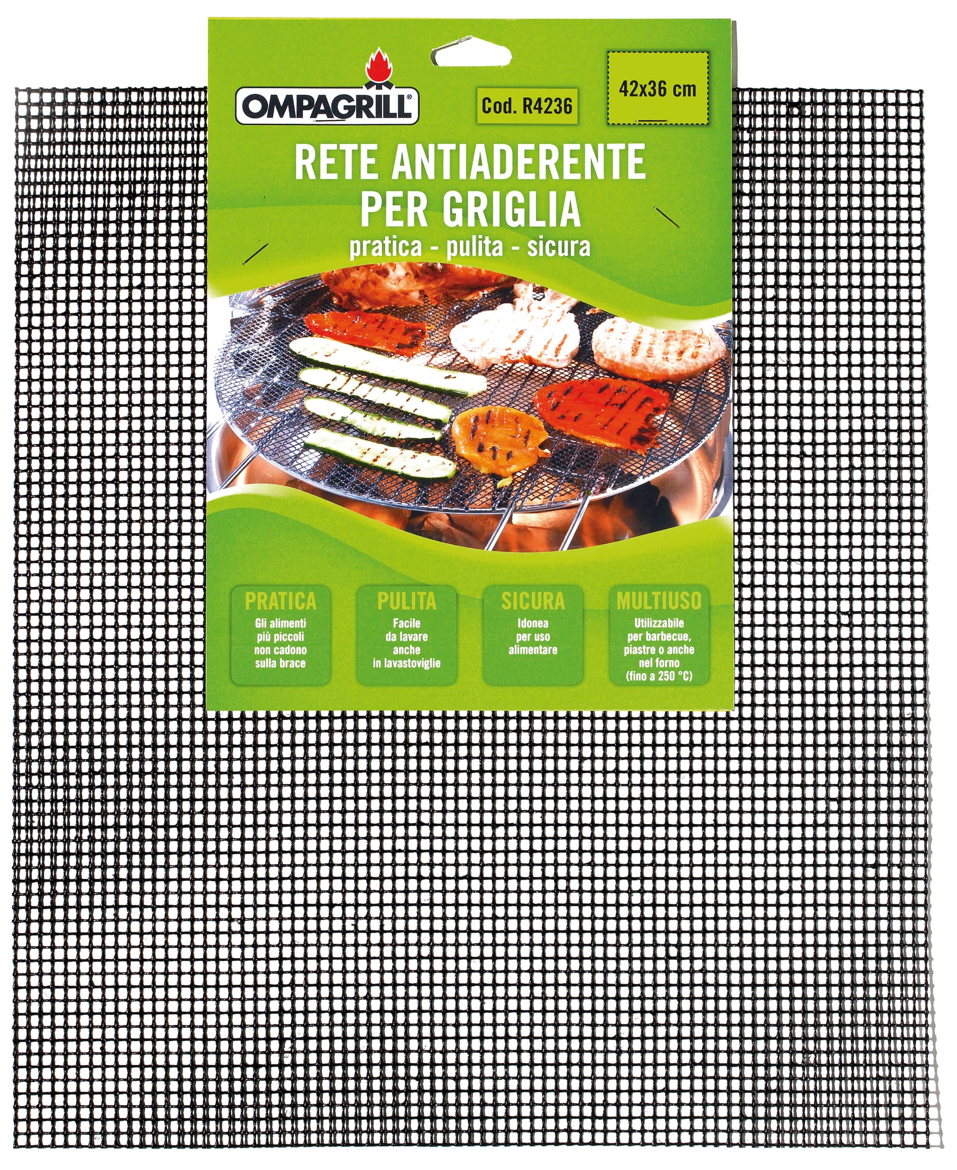 Rete Antiaderente Teflonata Griglia Piastra Cm 42 x 36 Ompagrill - 3