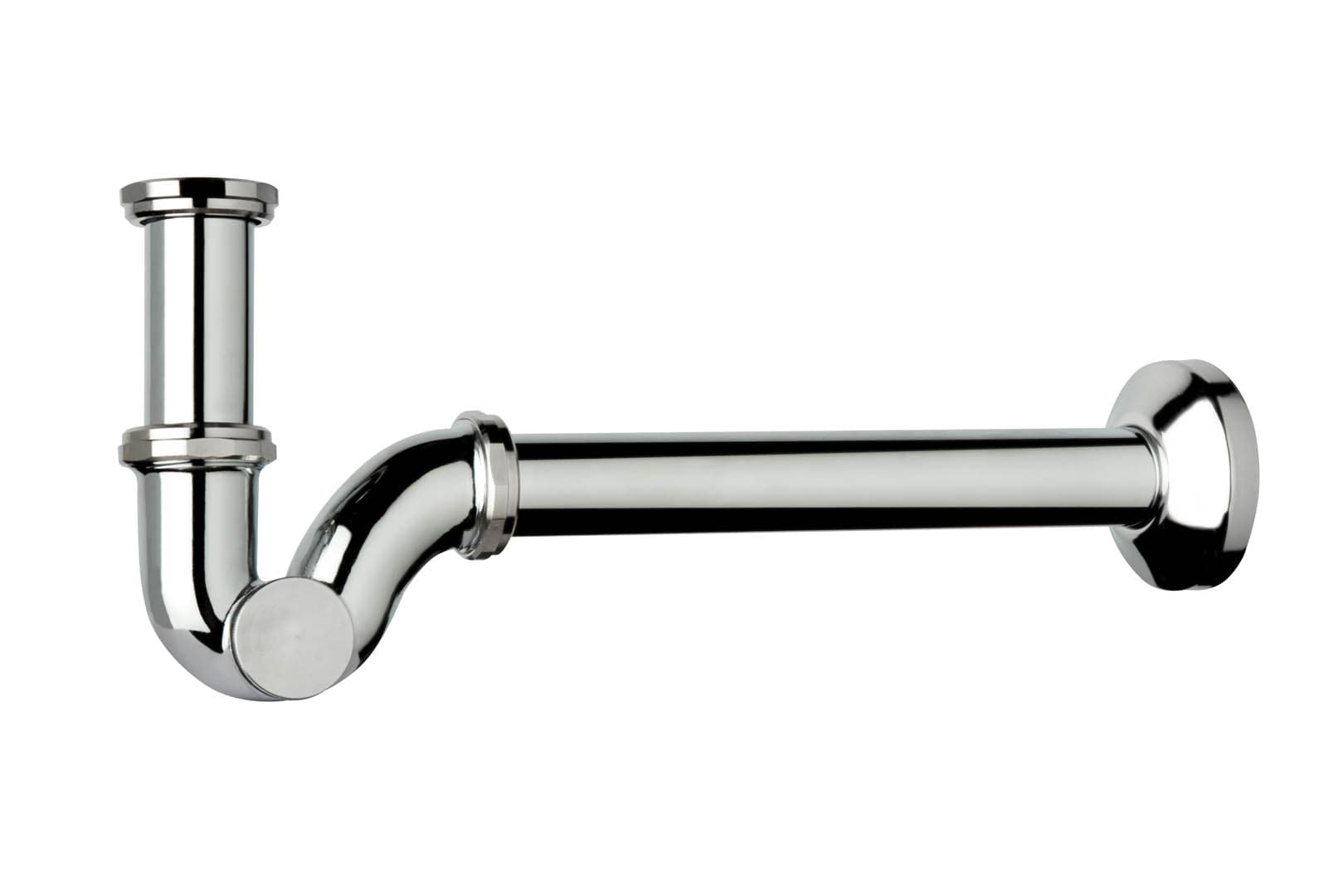Sifone a S Ottone Cromato Senza Piletta con Ispezione Laterale per Bidet - 3