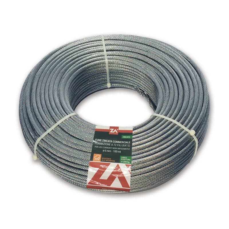 Fune Acciaio Zincato Antigiro 133F Ø 4 100 m - 2