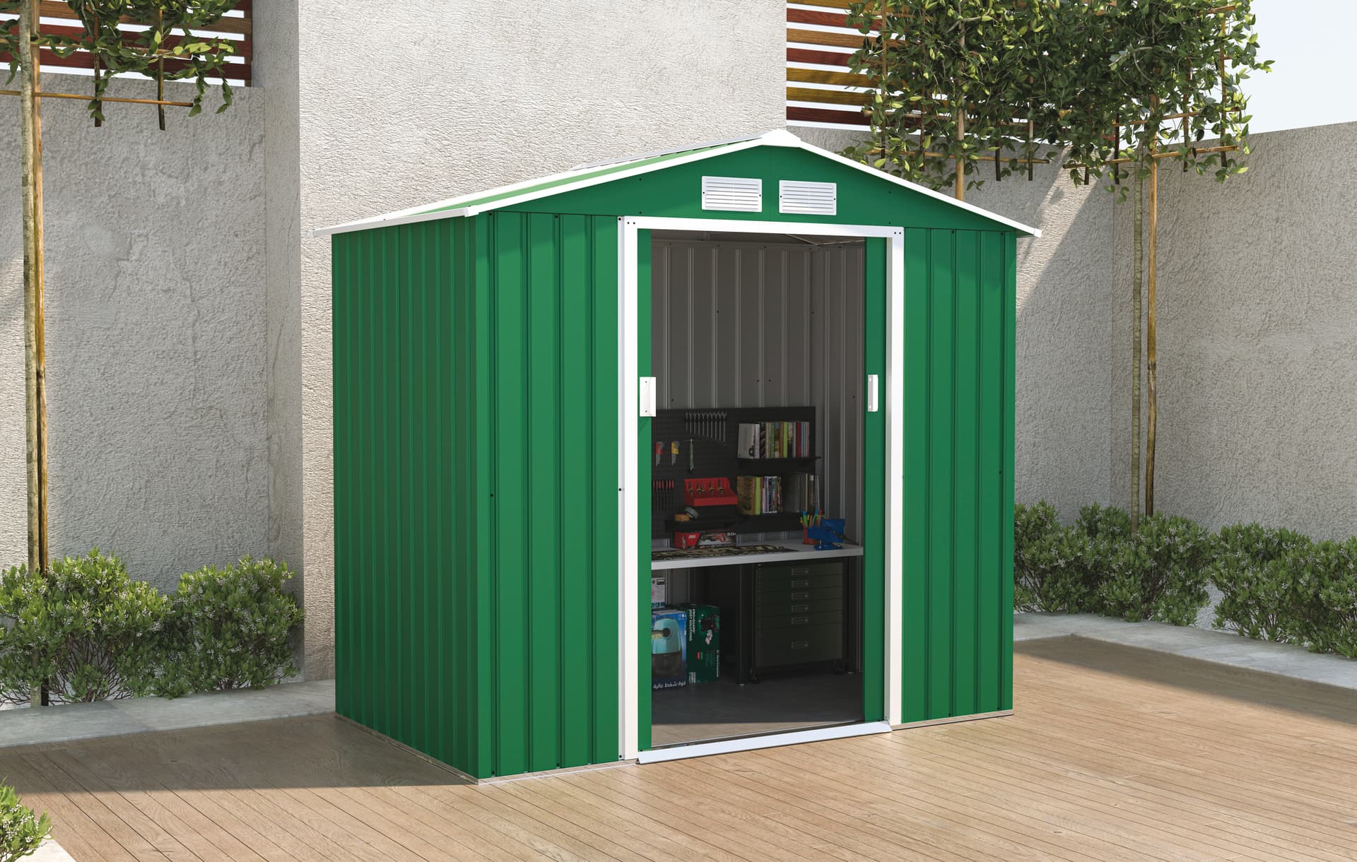 Casetta da Giardino Cm 213 x 131X195 H Colore Verde Confine - 2