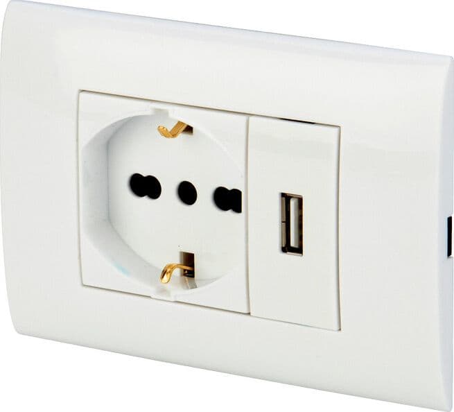 Presa Elettrica da Muro Polypool PP6096X Placca Incasso Bianca USB e Schuko - 9