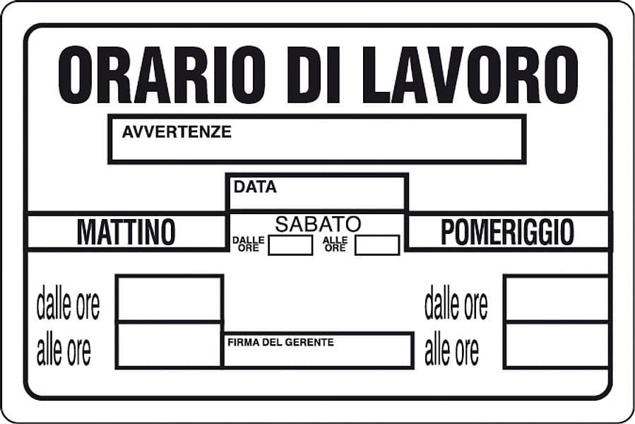 Targa Segnaletica Orario di Lavoro 10 Pezzi - 2