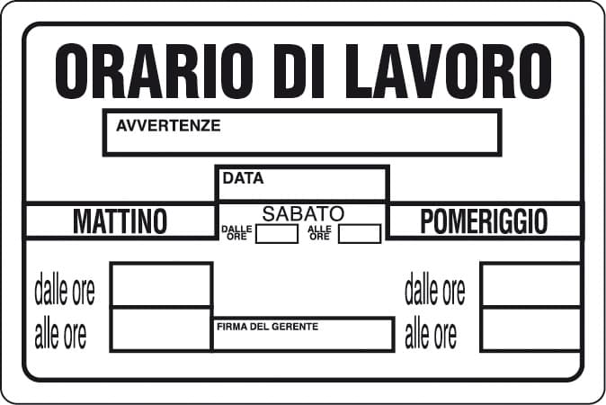 Targa Segnaletica Orario di Lavoro 10 Pezzi - 2