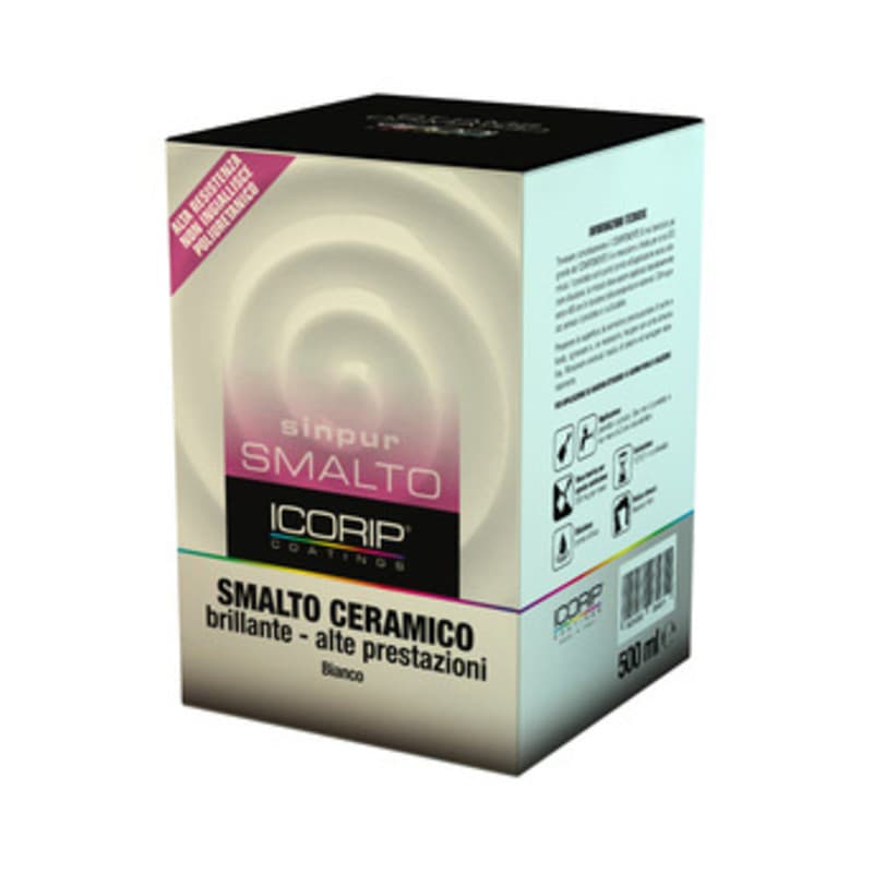 Smalto Ceramico Sinpur 0,500 l Bianco Colorificio I.co.ri.p 3 Pezzi - 2