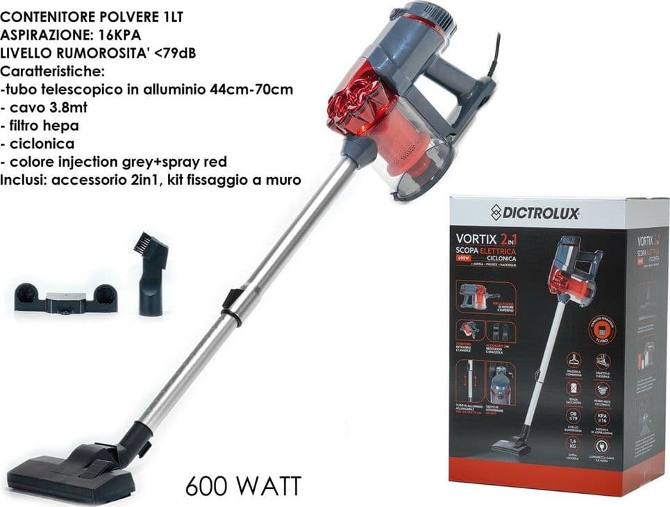 SCOPA ELETTRICA TECNOLOGIA CICLONICA CON FILTRO HEPA 2IN1 600 WATT 16KPA TUBO TELESCOPICO - 11