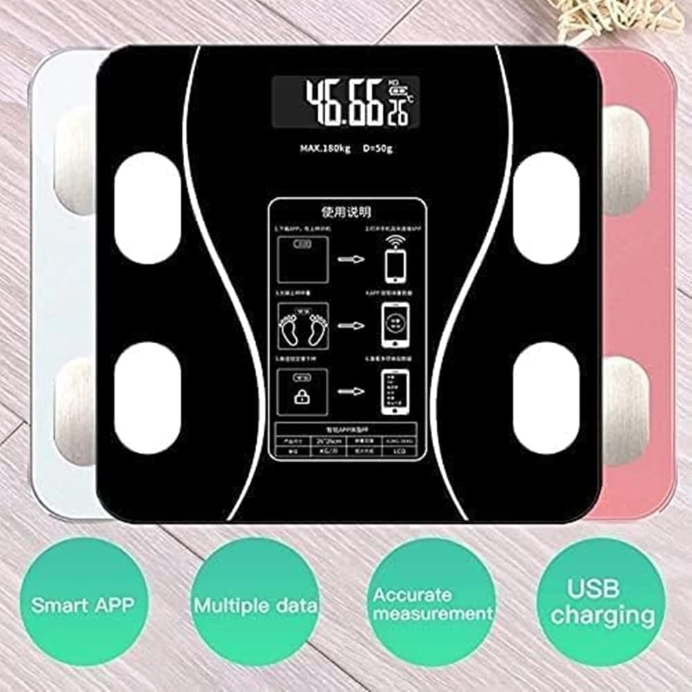 BILANCIA PESAPERSONE PROFESSIONALE NERA IMPEDENZIOMETRICA BLUETOOTH DIGITALE CON APP - 5