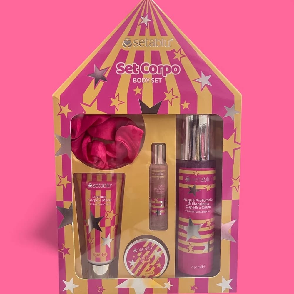 SET IDEA REGALO PER CORPO 4PZ CONFEZIONE FORMA DI TENDA DA CIRCO PER CURA ROUTINE BELLEZZA - 2