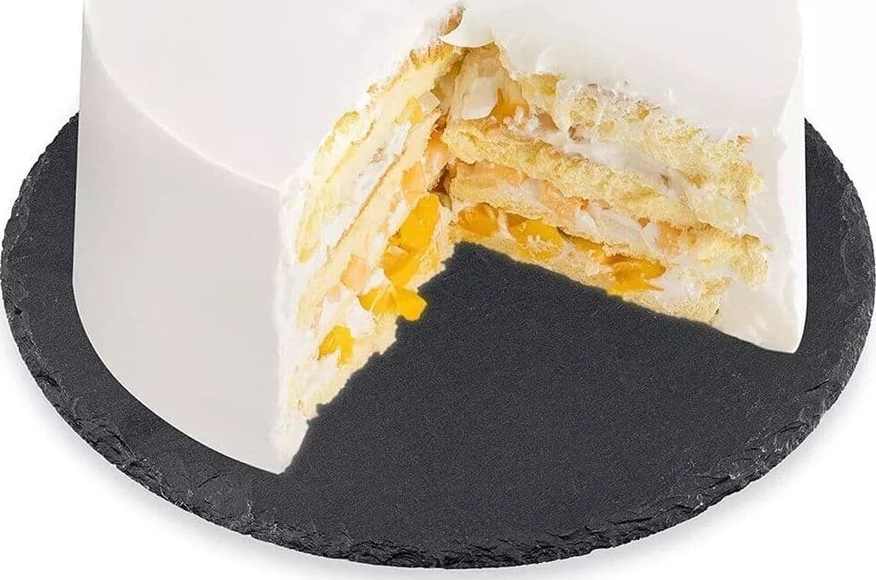 VASSOIO TONDO IN ARDESIA GIREVOLE TAGLIERE NERO Ø30CM PIETRA NATURALE DA SUSHI RISTORANTE - 6