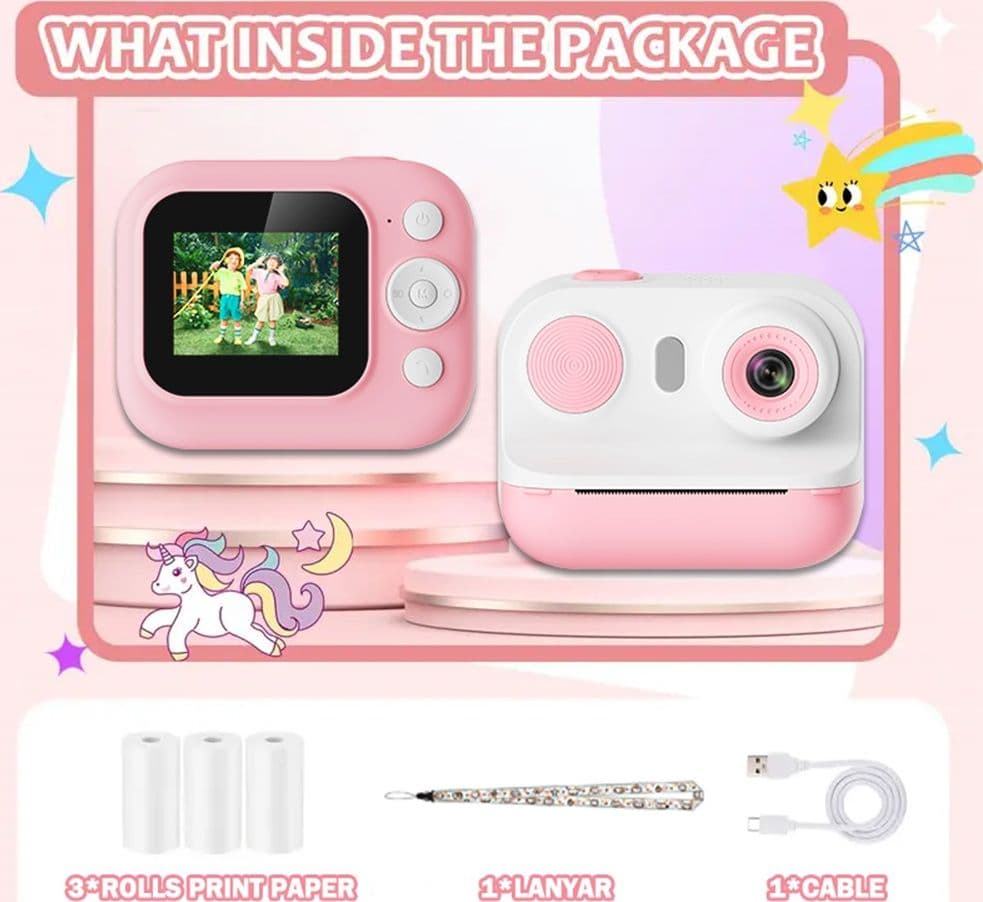 FOTOCAMERA PORTATILE A STAMPA ISTANTANEA PER BAMBINI CON SCHERMO LED ZOOM DIGITALE 6X - 11
