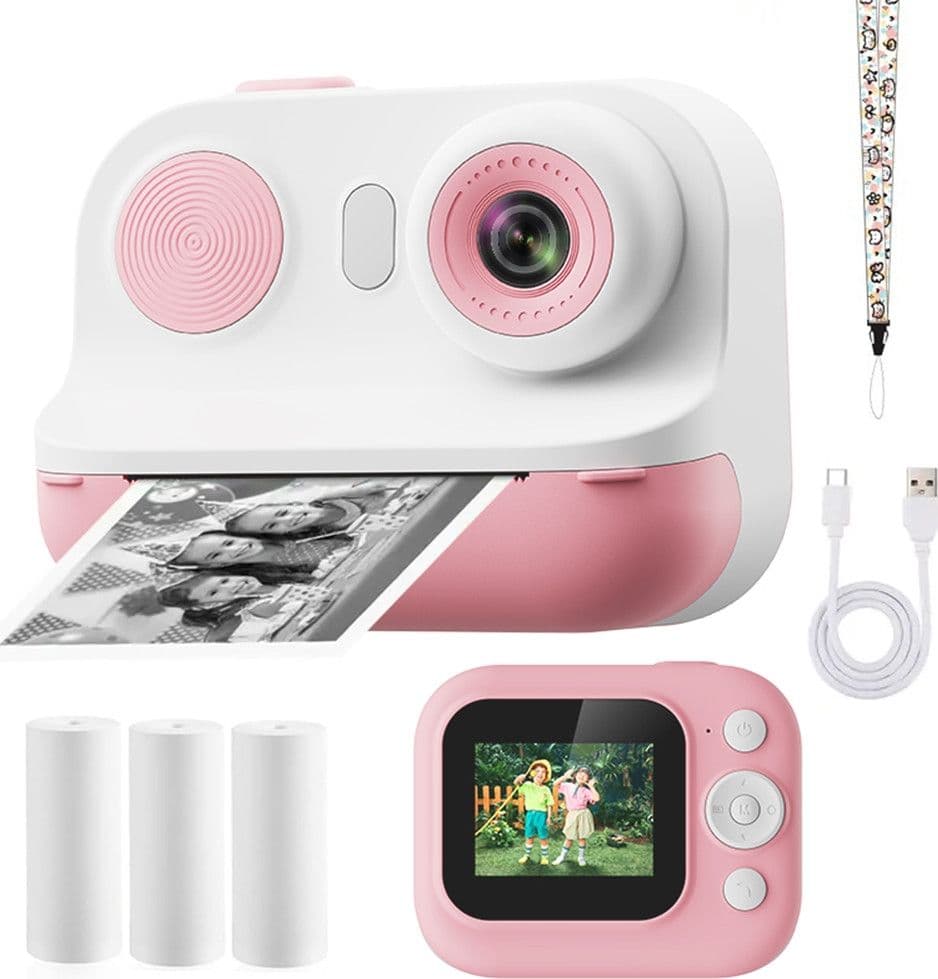 FOTOCAMERA PORTATILE A STAMPA ISTANTANEA PER BAMBINI CON SCHERMO LED ZOOM DIGITALE 6X - 10
