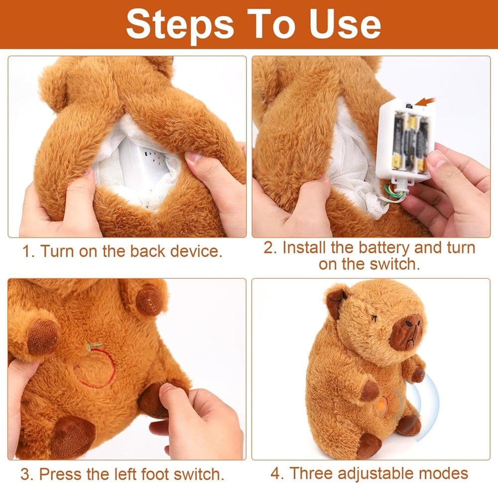 PELUCHE CAPIBARA CHE RESPIRA MOVIMENTO RESPIRANTE CON LUCI MUSICA PER BAMBINI MORBIDO - 6