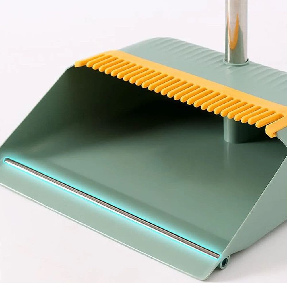 SET COMBINATO DI SCOPA + PALETTA CON DENTI 2 IN 1 CON MANICI IN ACCIAIO PER PULIZIA CASA - 8