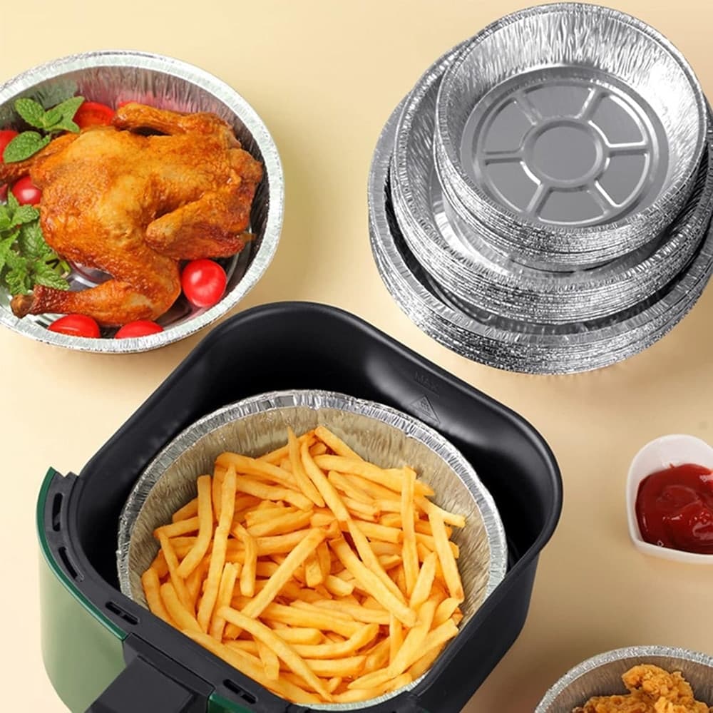 SET 10PZ VASSOIO CONTENITORE ANTIADERENTE ALLUMINIO PER FRIGGITRICE ARIA ACCESSORI CUCINA - 6