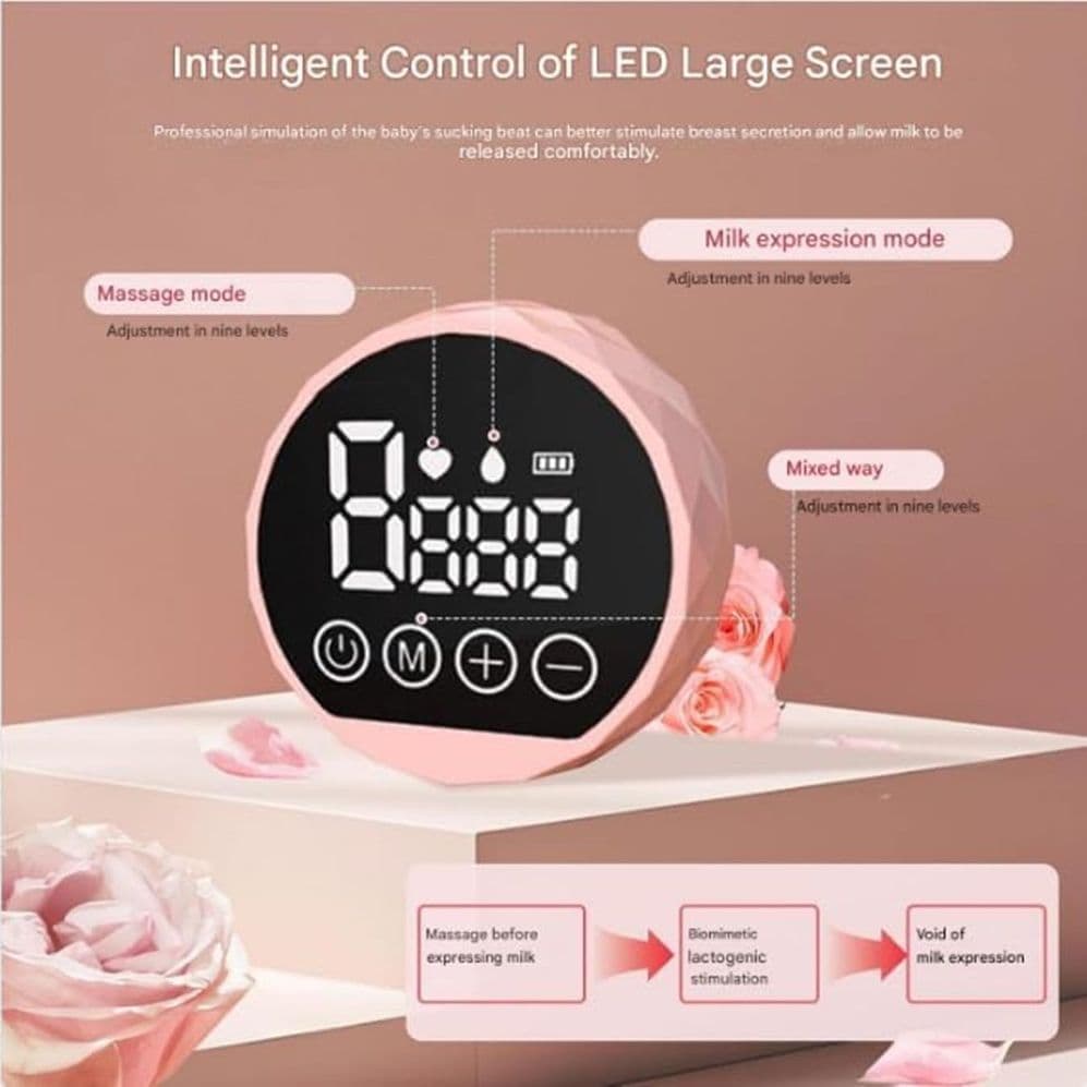 TIRALATTE ELETTRICO CON DISPLAY LED 2 MODALITÀ 9 LIVELLI PORTATILE COMPATTO RICARICABILE - 9