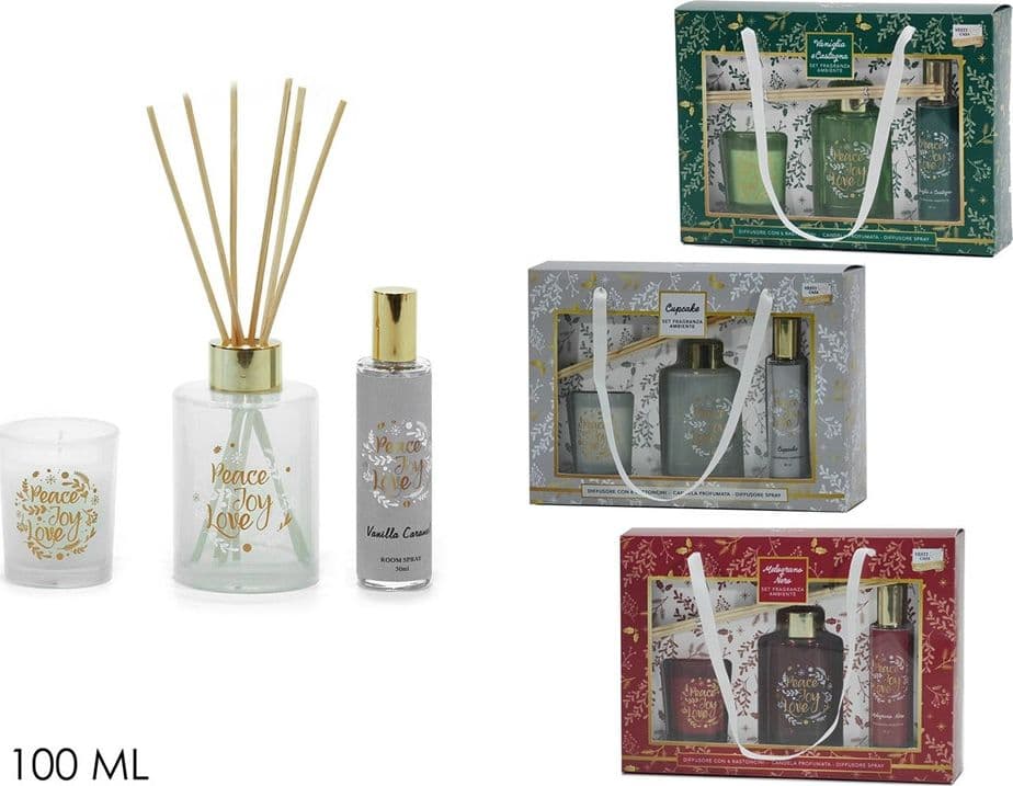 SET DIFFUSORE FRAGRANZA 100ML CON 6 BASTONCINI CANDELA PROFUMATA SPRAY AMBIENTE NATALIZIO - 4