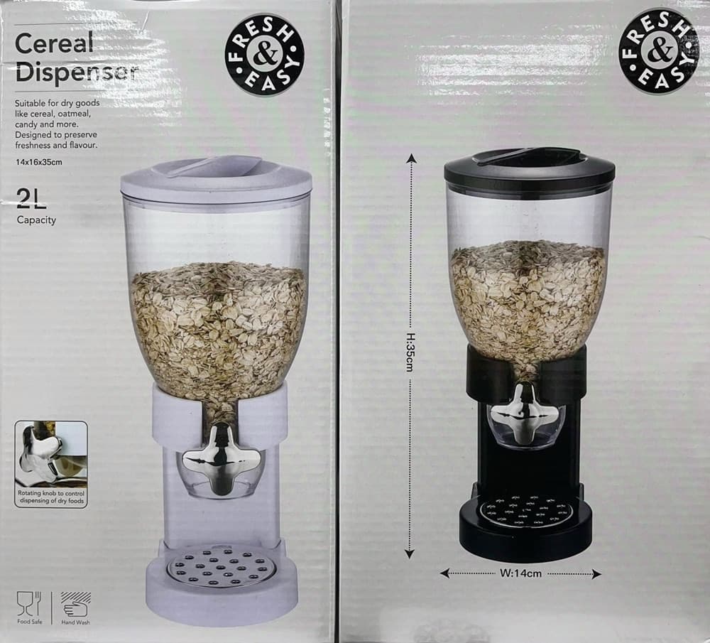 DISPENSER PORTA CEREALI 2LT CONTENITORE PER CONSERVARE EROGARE ALIMENTI MANOPOLA DOSATRICE - 4