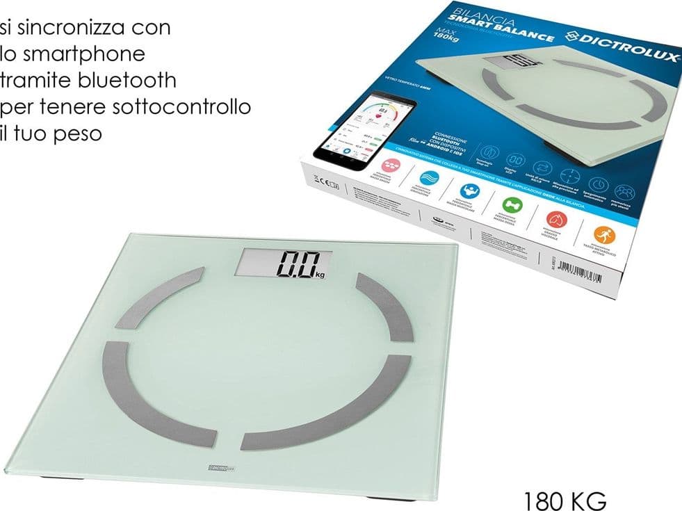 BILANCIA PESAPERSONE INTELLIGENTE DIGITALE CONNESSIONE BLUETOOTH ANDROID IOS APP MAX 180KG - 3
