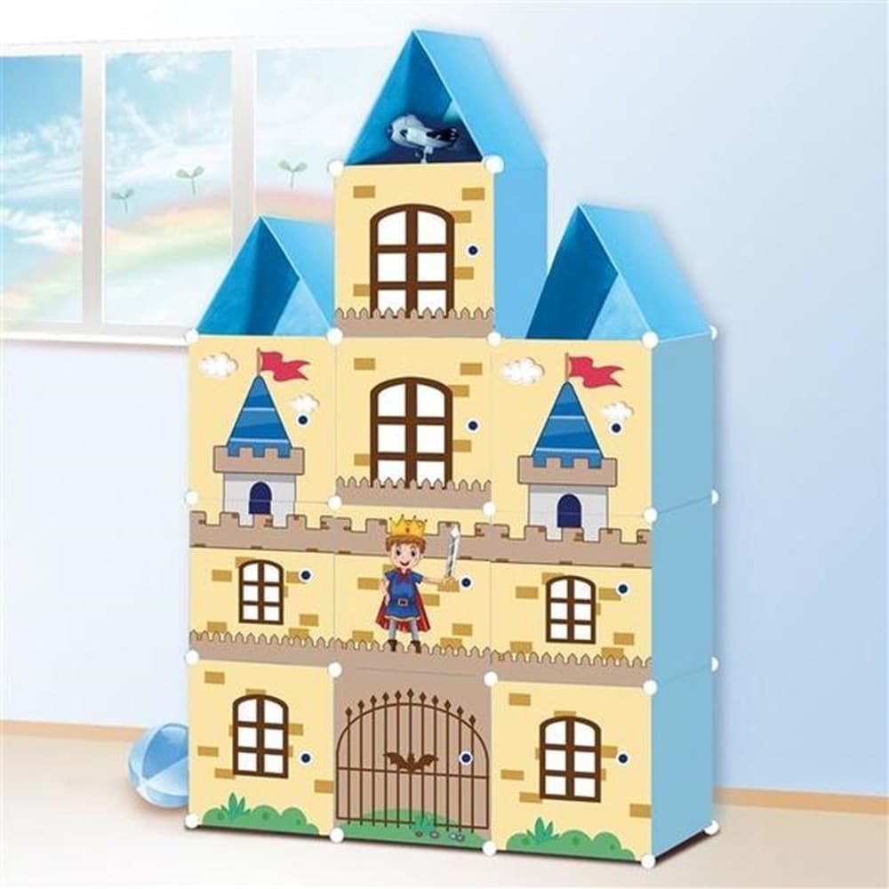 ARMADIO MODULARE PER BAMBINI MOBILE PORTAOGGETTI GIOCHI ORGANIZER A CASTELLO CON 10 CUBI - 7