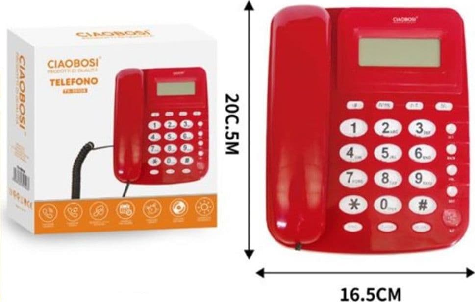 TELEFONO FISSO CON DISPLAY LCD ID CHIAMANTE TASTI GRANDI DESIGN ERGONOMICO TX-39108 - 2