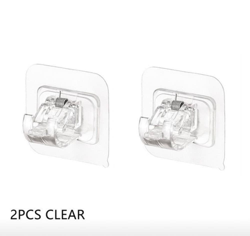 GANCI TRASPARENTI 2PZ SENZA FORARE PVC AUTOADESIVE PER TENDE PORTASCIUGAMANI SOSPESI - 7