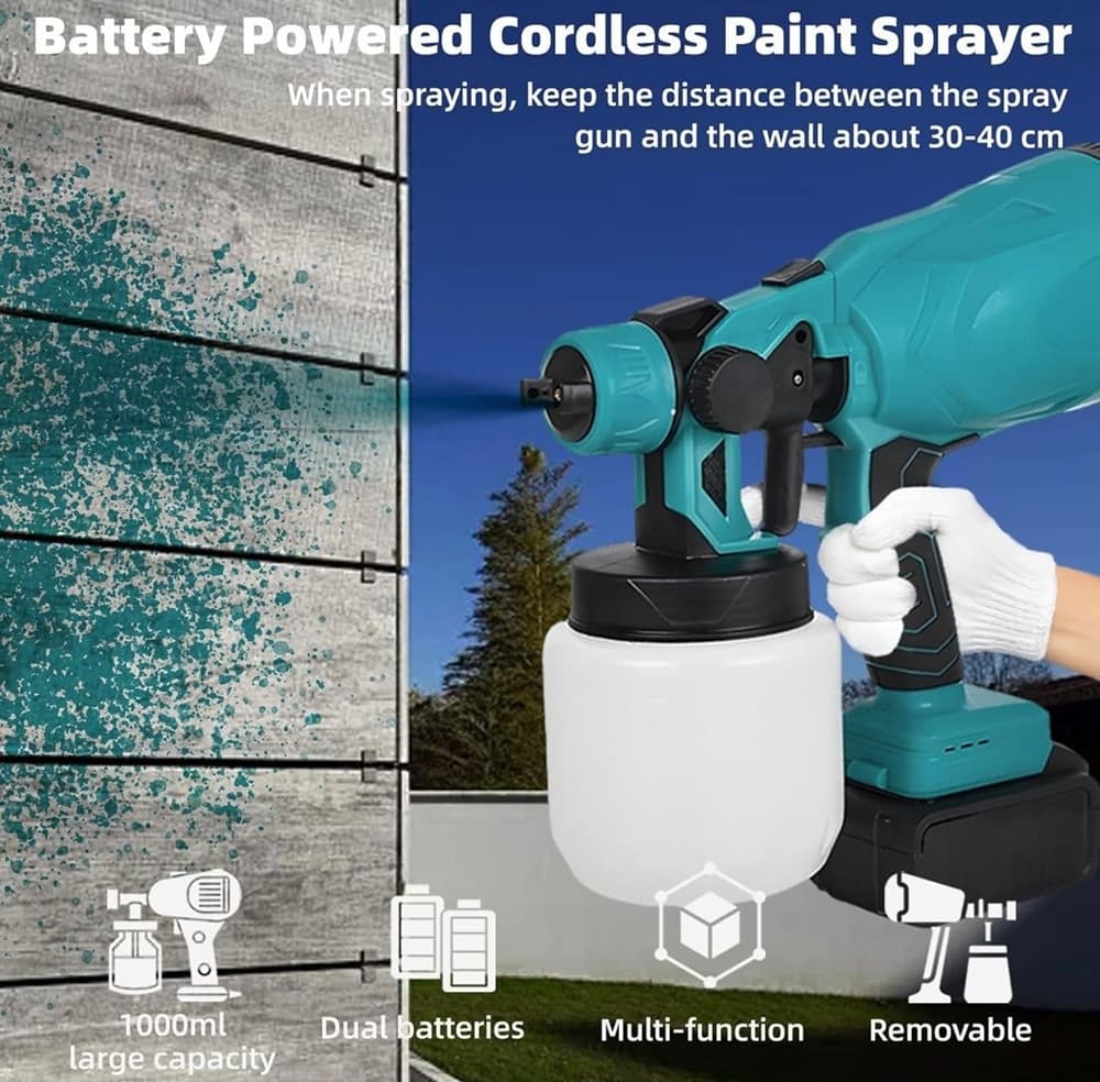 PISTOLA PER VERNICIARE A BATTERIA 2800W 3 MODALITÀ SPRUZZO UGELLO RUOTABILE A 360° MANUALE - 8