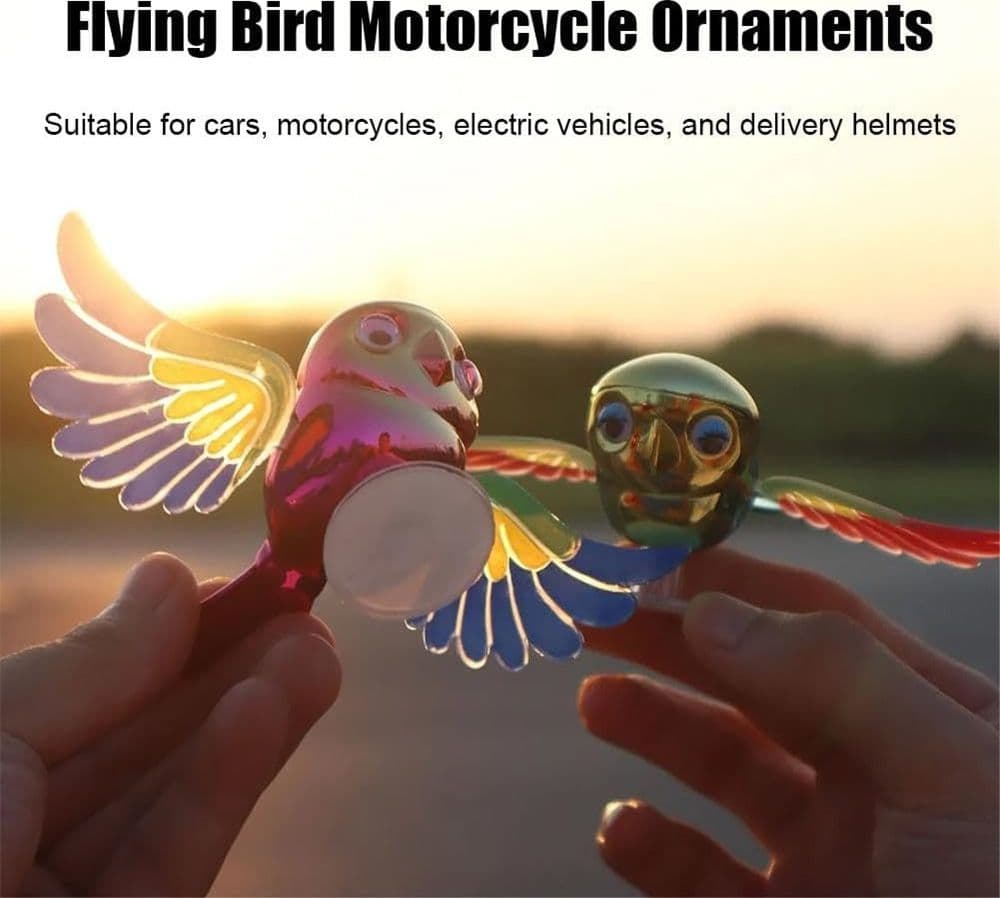 DECORAZIONE SIMULAZIONE UCCELLO VOLANTE AUTO MOTO BICI CON ALI ROTANTI ADESIVA RESISTENTE - 5
