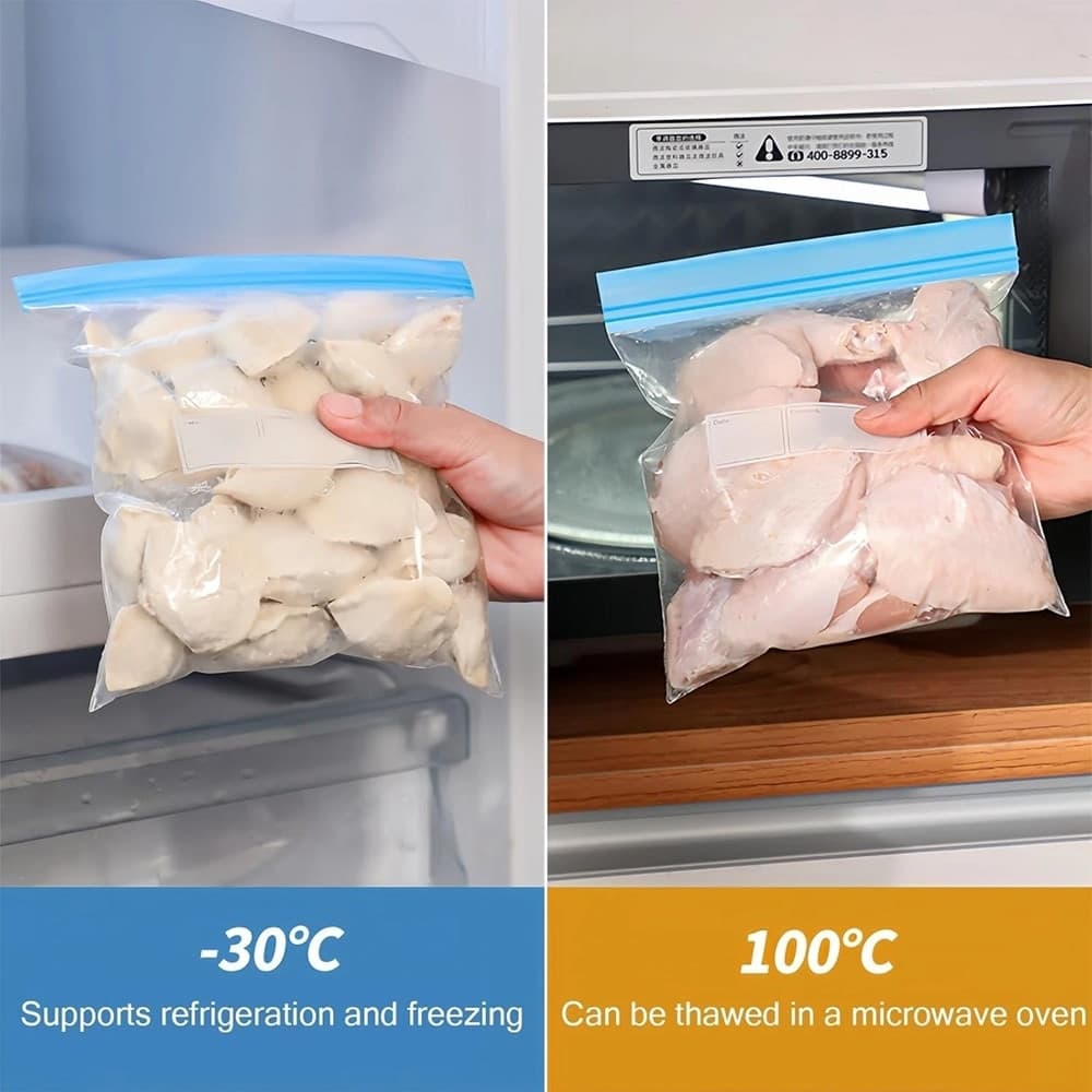 70 PZ SACCHETTI PER ALIMENTI CONGELATORE RIUTILIZZABILI CON CHIUSURA ERMETICA 3 MISURE - 6