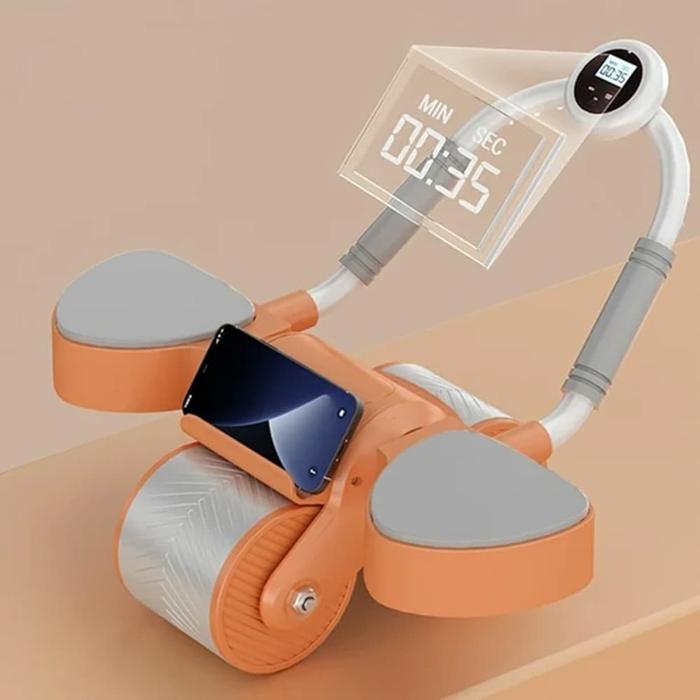 RUOTA PER ADDOMINALE CON RULLO PER ESERCIZI CON SUPPORTO GOMITI TIMER PORTACELLULARE - 7