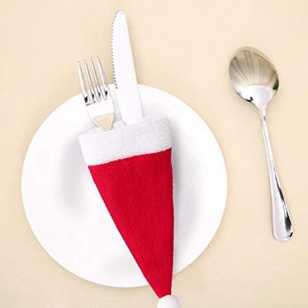 10PZ PORTAPOSATE FORMA CAPPELLO NATALE PER DECORAZIONE CUCINA TAVOLO BOTTIGLIA VINO ROSSO - 5