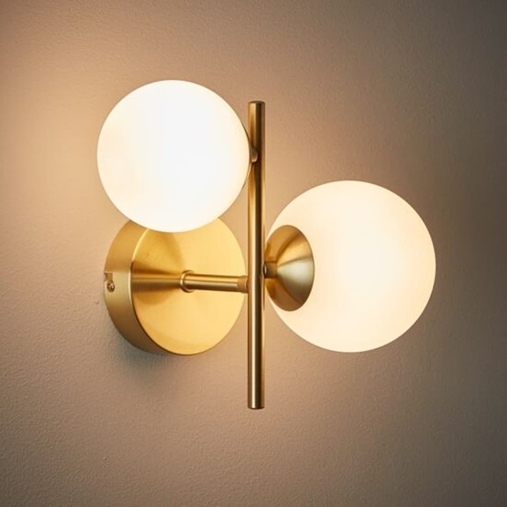 APPLIQUE DA PARETE LAMPADA DA MURO IN METALLO BRONZO CON 2 SFERE ATTACCO G9 IP20 AQ42 - 5