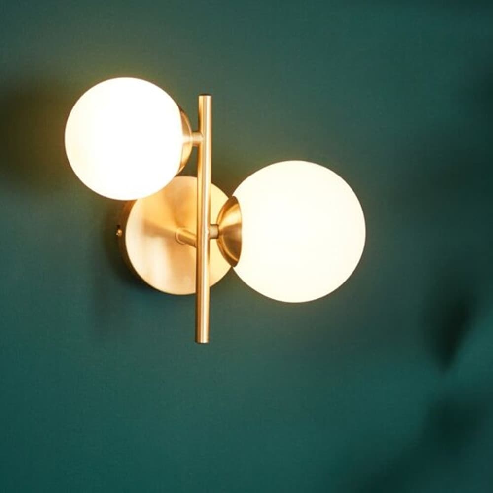 APPLIQUE DA PARETE LAMPADA DA MURO IN METALLO BRONZO CON 2 SFERE ATTACCO G9 IP20 AQ42 - 6