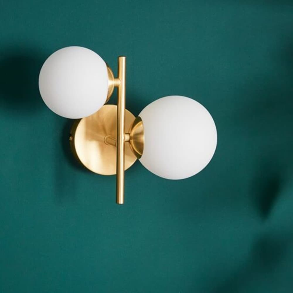 APPLIQUE DA PARETE LAMPADA DA MURO IN METALLO BRONZO CON 2 SFERE ATTACCO G9 IP20 AQ42 - 7