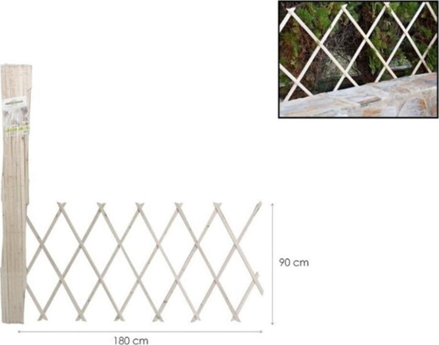 TRALICCIO ESTENSIBILE IN LEGNO NATURALE CHIARO PIANTE RAMPICANTI GIARDINO 180X90CM 222733 - 3