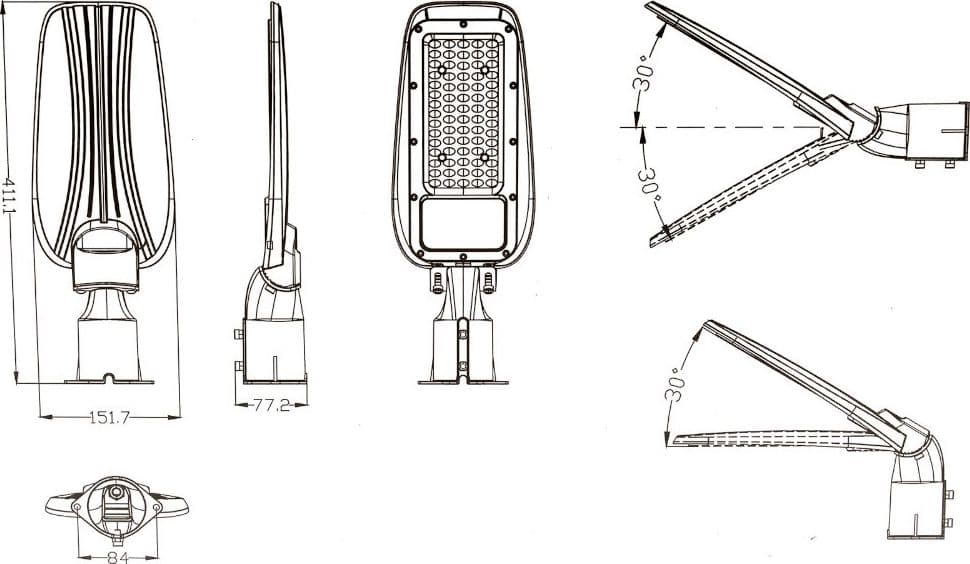 PROIETTORE FARO ARMATURA STRADALE LED 50W CON SNODO DA ESTERNO IP65 LUCE 6500K RL02-50W - 8