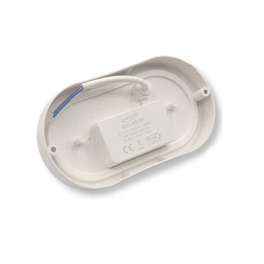 PLAFONIERA LED PER ESTERNO CON SENSORE DI MOVIMENTO 9W LUCE 6500K TONDA OVALE IP56 SEN-9F - 11