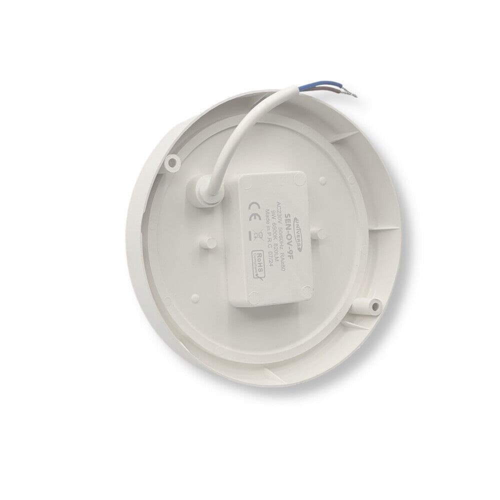 PLAFONIERA LED PER ESTERNO CON SENSORE DI MOVIMENTO 9W LUCE 6500K TONDA OVALE IP56 SEN-9F - 6