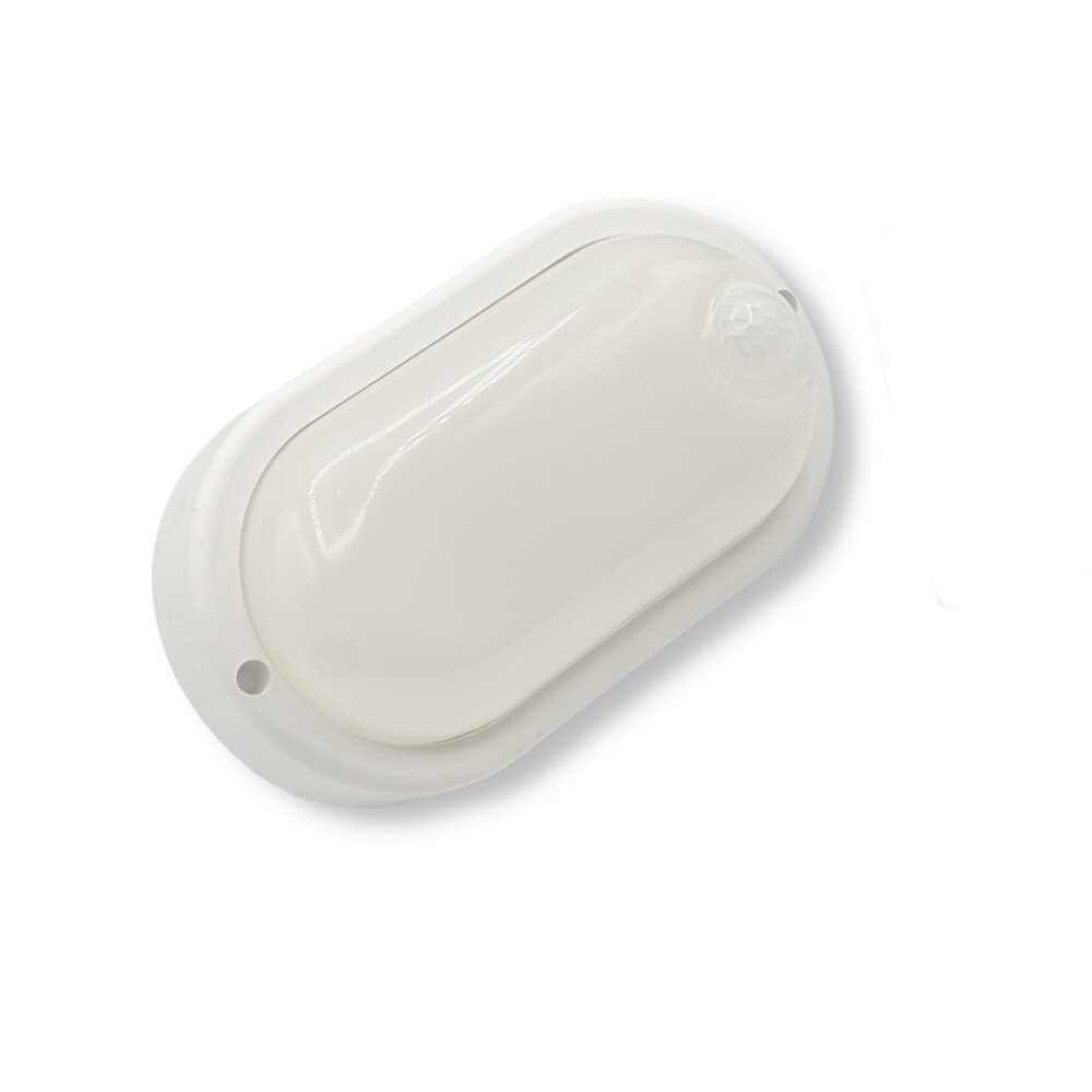 PLAFONIERA LED PER ESTERNO CON SENSORE DI MOVIMENTO 9W LUCE 6500K TONDA OVALE IP56 SEN-9F - 8