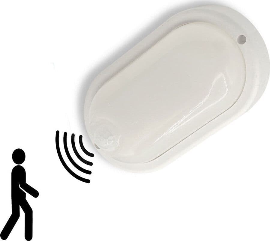 PLAFONIERA LED PER ESTERNO CON SENSORE DI MOVIMENTO 9W LUCE 6500K TONDA OVALE IP56 SEN-9F - 10