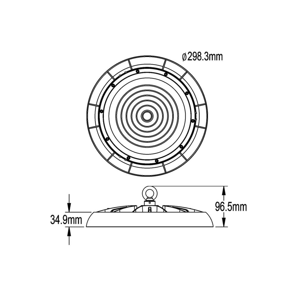 FARETTO LED UFO LAMPADA A SOSPENSIONE 150W 16500LM IP65 LUCE FREDDA 6500K HE-150W-F - 3