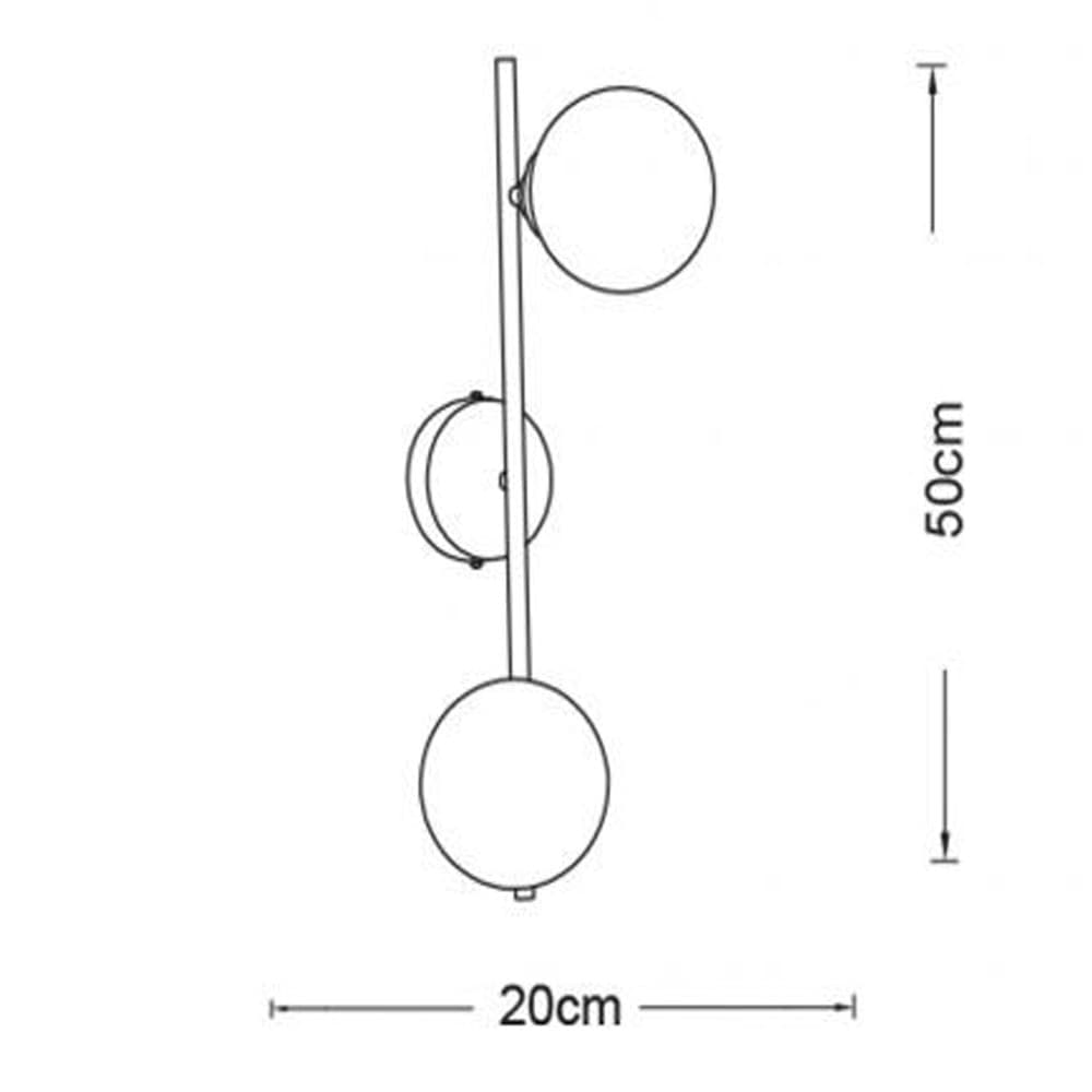 APPLIQUE DA PARETE STRUTTURA IN METALLO BRONZO MINIMAL CON ATTACCO G9 2 SFERE OPACHE AQ41 - 10