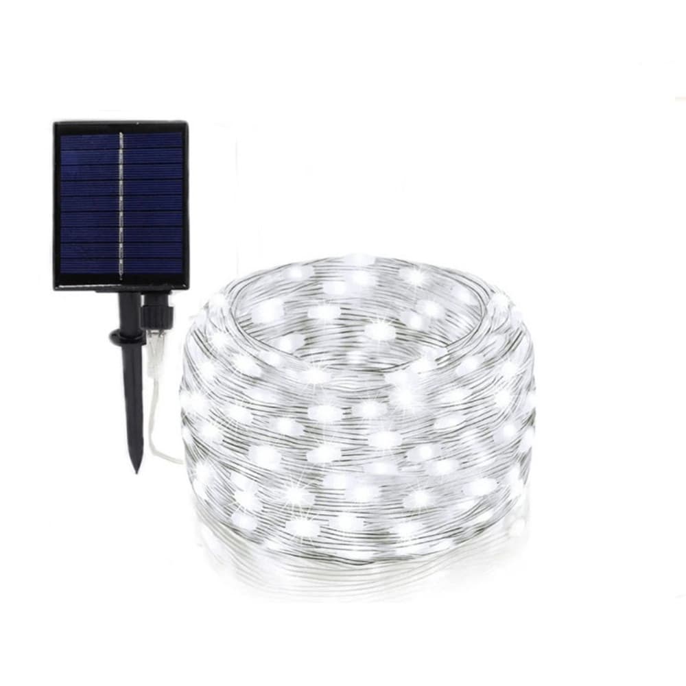 STRISCIA LUMINOSA LED 30 MT CON PANNELLO SOLARE PICCHETTO CATENA LUCE DECORAZIONI KYP-30 - 18