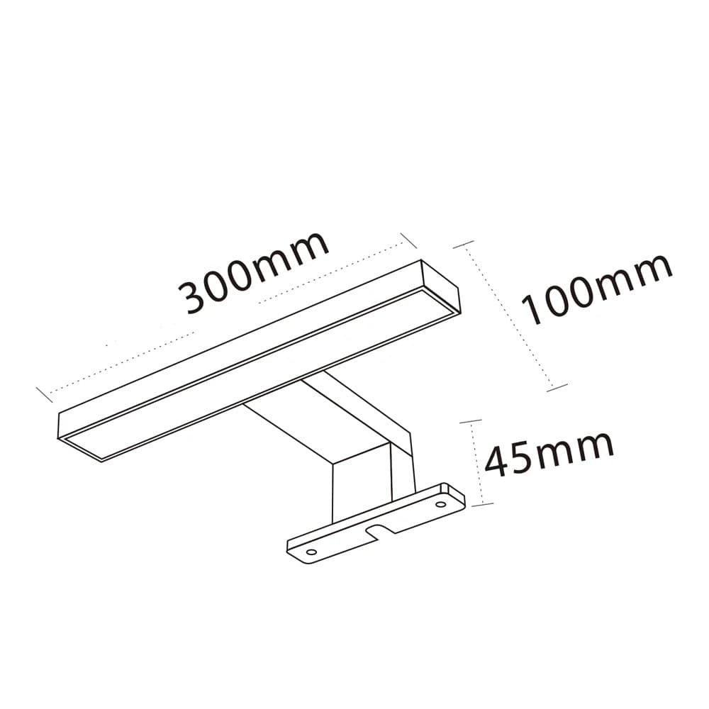 APPLIQUE LAMPADA LED DA SPECCHIO 5W 400LM LUCE NATURALE 4000K IP44 300MM NERA 300PB-NN - 3