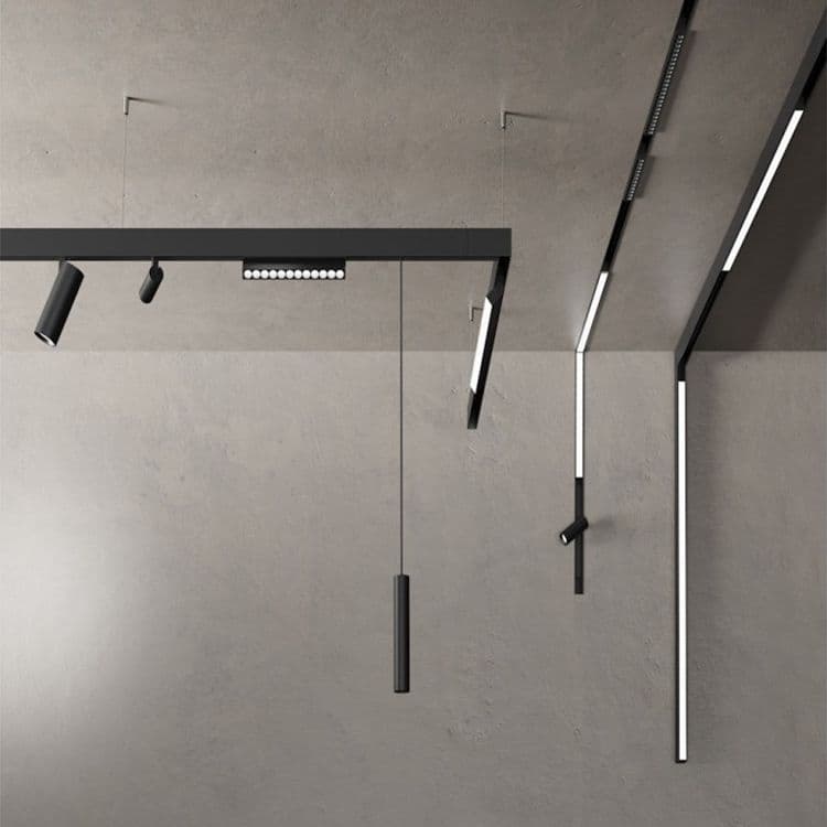 BINARIO LINEARE DA INCASSO ALLUMINIO NERO PER TRACK LIGHTS MAGNETICHE DC48V 2MT GF-201-2M - 6