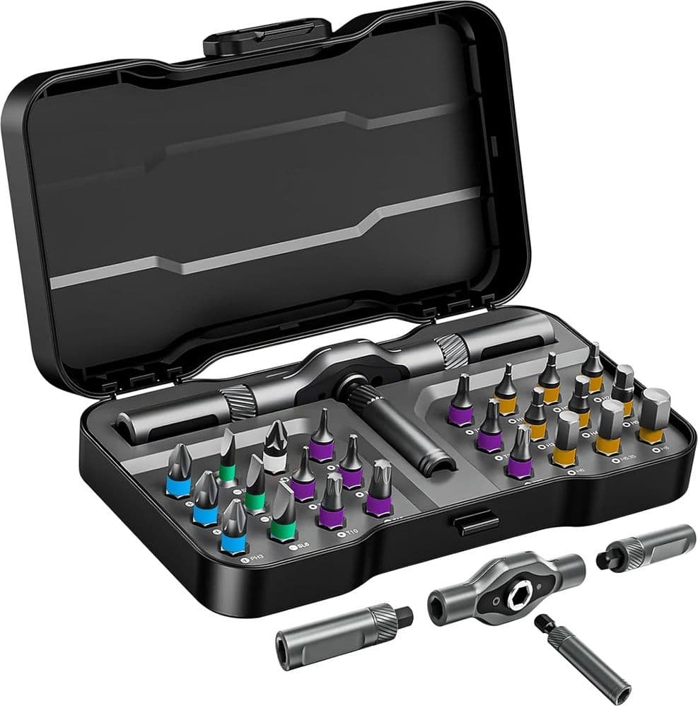 KIT CACCIAVITI A CRICCHETTO 24IN1 DI PRECISIONE CON 24 PUNTE MANICO RIMOVIBILE RIPARAZIONI - 8
