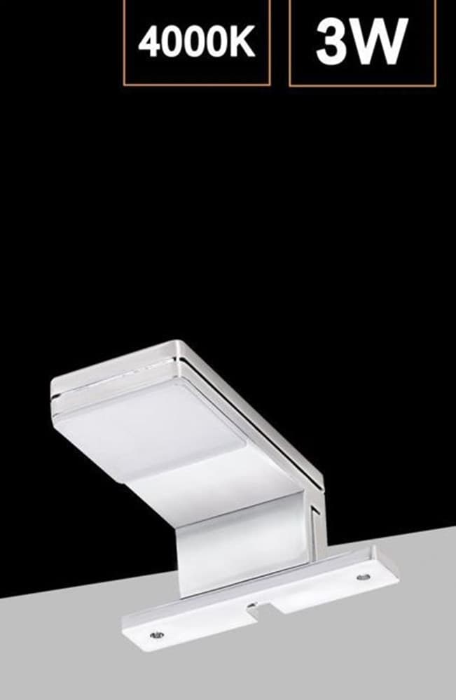 LAMPADA LED PER SPECCHIO DA BAGNO 3 WATT MODERNO LUCE NATURALE 4000K NERO ARGENTO IP44 90P - 3