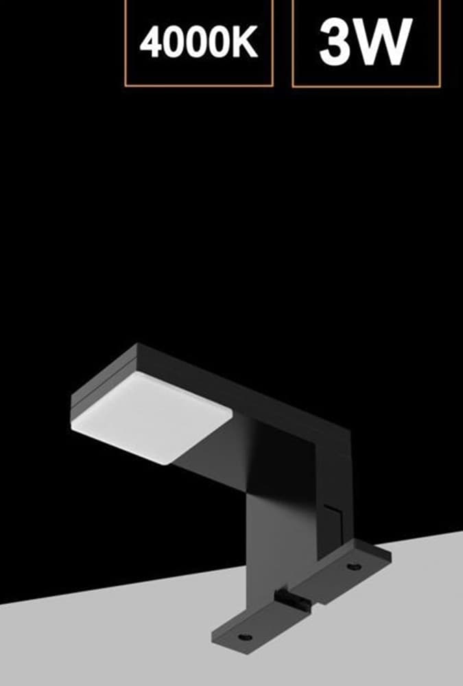 LAMPADA LED PER SPECCHIO DA BAGNO 3 WATT MODERNO LUCE NATURALE 4000K NERO ARGENTO IP44 90P - 8