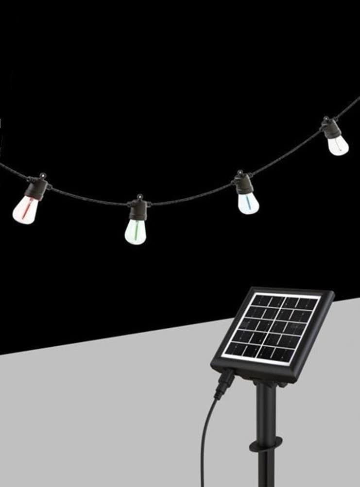 CATENA LUMINOSA CON PANNELLO SOLARE LED RGBW 10MT CON 10 LAMPADINE GIARDINO SO-ST-RGBW - 2